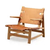 Armchair, designed 1967 by Børge Mogensen, 1967, oak and leather, sold Apr 2022
