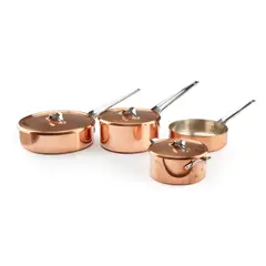 Henning Koppel, Three 'Taverna' Saucepans and Casserole, designed circa 1971, 1971, copper and steel