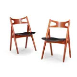 Hans J. Wegner, Pair of 'Sawbuck' Chairs, designed 1952, 1952, teak