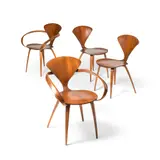 Norman Cherner, Set of four 'Pretzel' chairs, designed 1958, 1958, plywood