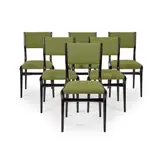 Carlo di Carli, Set of Six Side Chairs, stained wood and green upholstery