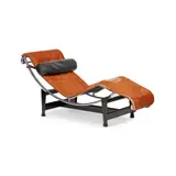 Le Corbusier, Chaise Longue, chromium plated frame with black enamelled base and adjustable leather bolster