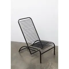 René Herbst, Sandow Chaise, 1980s, black tubular steel with rubber strips