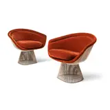 Warren Platner, Pair of Lounge Chairs, designed 1966, 1966, upholstery and chrome plated steel