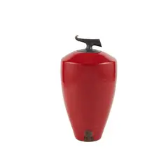 Tim Andrews, Lidded Bottle, raku with sang de boeuf red crackle glaze
