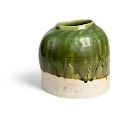 Ryoji Koie, Tsubo, glassy green oribe glaze