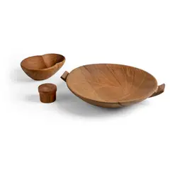 David Pye, Twin Handled Bowl, Double Bowl and Lidded Box, the two bowls stamped 'D W PYE' and numbered '878' and '884' (respectively), English walnut