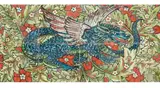 ARTS & CRAFTS EIGHT-TILE PANEL, CIRCA 1890 by William De Morgan, 1890, glazed earthenware on Wedgwood blanks, Wedgwood mark verso, sold Apr 2022