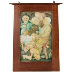 Benjamin Creswick, ARTS & CRAFTS RELIEF WALL PLAQUE, CIRCA 1890, 1890, glazed polychromed terracotta