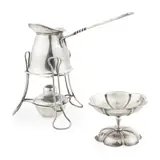 William Arthur Smith Benson, TURKISH COFFEE JUG, STAND AND SPIRIT BURNER, CIRCA 1890