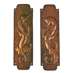 John Pearson, TWO ARTS & CRAFTS FINGERPLATES, CIRCA 1900, 1900, copper