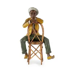 FIGURE OF A BOY, CIRCA 1895 by Friedrich Goldscheider, 1895, painted terracotta, sold Apr 2022