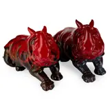 Leslie Harradine, TWO VEINED FLAMBÉ RHINO FIGURES, MID-20TH CENTURY, flambé glazed earthenware