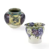 William Moorcroft, MINIATURE ‘PANSIES’ PATTERN VASE, CIRCA 1915, 1915, glazed earthenware