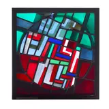 Alfredo Avella, BROKEN CIRCLE GREEN-RED, leaded and painted glass