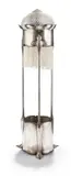 William Arthur Smith Benson, ARTS & CRAFTS TABLE LIGHT, CIRCA 1900, 1900, cut glass shade and beaded fringe
