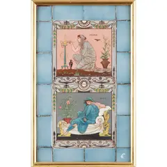 Walter Crane, FOUR 'TIMES OF DAY & SEASONS' TILE PANELS, CIRCA 1878, 1878, printed and painted ceramic