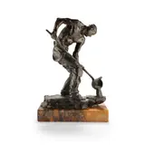 Albert Toft, METAL POURING, 1913, 1913, patinated bronze