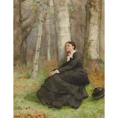 WOMAN SEATED AGAINST TREE TRUNK IN A WOOD by Philip Hermongenes Calderon, sold Nov 2021