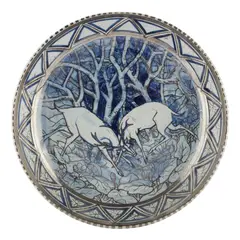 Alfred Powell, SHALLOW BOWL, CIRCA 1925, 1925, silver-lustre and painted ceramic