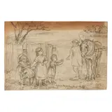 Hannah Barlow, ‘DEFIANCE- BUTCHER COMING FOR HER LAMB’, HALF-HOUR TIME SKETCH, CIRCA 1870, 1870