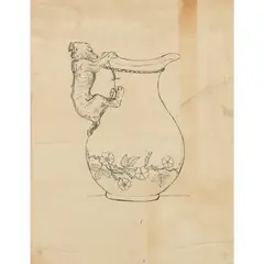 Hannah Barlow, DESIGNS FOR A ‘DOG’ JUG HANDLE AND A ‘CAT’ JUG HANDLE, CIRCA 1870, 1870