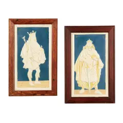 Harold Rathbone, TWO 'SAXON KING' PLAQUES, CIRCA 1900, 1900, glazed terracotta