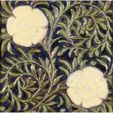 DOUBLE ROSE TILE, MERTON ABBEY PERIOD 1882-1888 by William De Morgan, 1882, glazed earthenware, sold Nov 2021