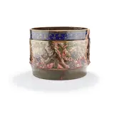 Ernest Chaplet, JARDINIÈRE, CIRCA 1885, 1885, relief-moulded and glazed ceramic with gilt highlights