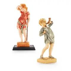 Agatha Walker, TWO FIGURES, 1926, 1926, glazed and ebonized display case