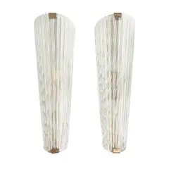 Barovier, Pair of Large Wall Appliques, moulded glass with patinated metal mounts
