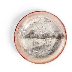 Quentin Bell, Plate, earthenware incised with design of landscape