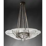René Lalique, LA CHASSE CHANDELIER, NO. 2258, frosted and grey stained glass