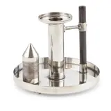 AESTHETIC MOVEMENT CHAMBER CANDLESTICK, CIRCA 1880 by Christopher Dresser, 1880, electroplated silver with ebonised handle, sold Oct 2021