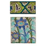 TWO TILES, CIRCA 1890 by William De Morgan, 1890, glazed earthenware, 15.5cm x 15.5cm, sold Oct 2021