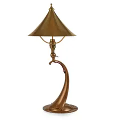 Arthur Dixon, ARTS & CRAFTS 'HORN' TABLE LAMP, CIRCA 1900, 1900, bronzed brass