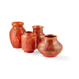 THREE MOULDED VASES, CIRCA 1930 by William S. Mycock, 1930, glazed earthenware, sold Oct 2021