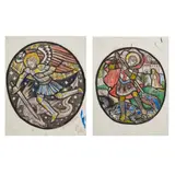 Joseph E. Nuttgens, PAIR OF STAINED GLASS CARTOONS, DATED 1979, 1979, together with SEVEN FURTHER STAINED GLASS CARTOONS BY JOSPH NUTTGENS