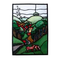 Joseph A. Nuttgens, STAINED GLASS PANEL, DATED 1983, 1983, painted and leaded glass