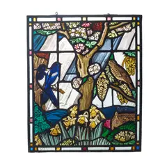 STAINED GLASS PANEL, DATED 1987 by Edward Raymond Payne, 1987, leaded and painted glass, sold Oct 2021