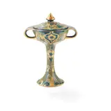 William Moorcroft, ‘FLORIAN WARE’ GREEN AND GOLD CHALICE & COVER, CIRCA 1900