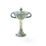William Moorcroft, ‘FLORIAN WARE’ FORGET-ME-NOT AND TULIPS CHALICE & COVER, CIRCA 1900