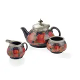 William Moorcroft, ‘POMEGRANATE’ PATTERN THREE-PIECE TEA SET, CIRCA 1920