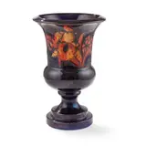 FLAMBÉ ‘ORCHID’ PATTERN URN-SHAPED PEDESTAL VASE, CIRCA 1935 by William Moorcroft, 1935, flambé-glazed earthenware, sold Oct 2021