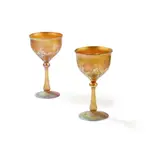 Tiffany Studios, TWO 'FAVRILE' STEMMED GLASSES, CIRCA 1905, 1905, engraved iridescent glass