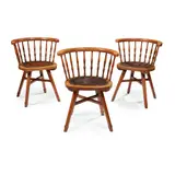 Arthur Romney Green, GROUP OF THREE ARTS & CRAFTS TUB ARMCHAIRS, CIRCA 1920, 1920, oak with leather upholstered seats