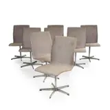 SET OF EIGHT 'OXFORD' CHAIRS, DESIGNED 1965 by Arne Jacobsen, 1965, chromed steel frame and upholstered fabric, sold Oct 2021