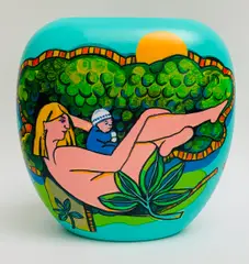 BIRTH OF ROCO by Rosemary Beaton, Hand-painted ceramic, sold May 2021