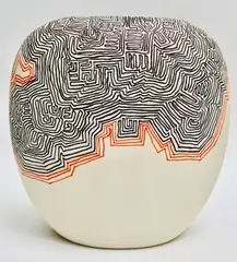 Phill Jupitus, TWO LINES, ONE BLACK ONE RED, Hand-painted ceramic