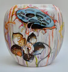 Rgi Elspeth Lamb Rsa, LES FLEURS DU MAL VASE, Hand-painted ceramic